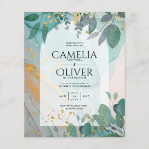 LeahG Seaglass Inkt Teal Goud Groene Hochzeit Uitn Flyer