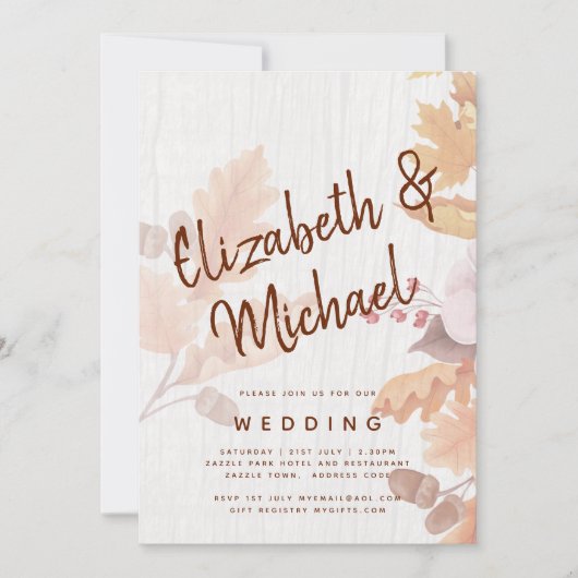 LeahG Terracotta Automne part Mariage Invitation (Devant)