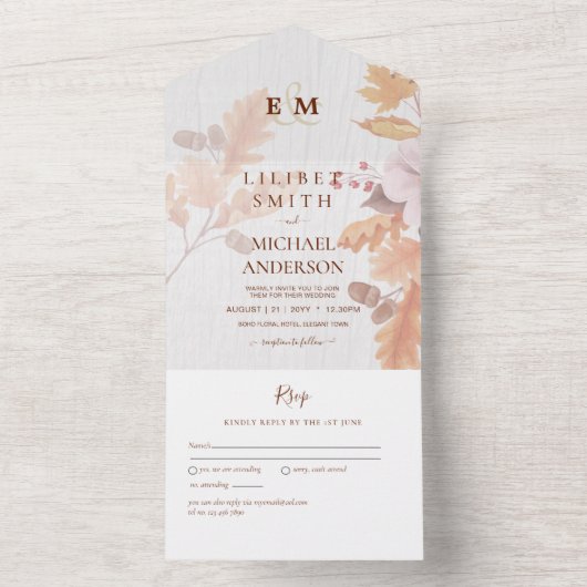 LeahG Terracotta Automne part Mariage Invitation (À l'intérieur)