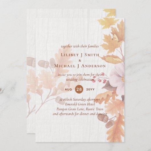 LeahG Terracotta Automne part Mariage Invitation (Devant / Derrière)