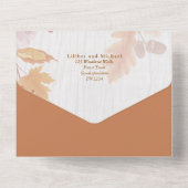 LeahG Terracotta Fall Leaves Wedding Invite All In One Uitnodiging (Achterkant)