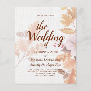 LeahG Terracotta Fall Leaves Wedding Invite Flyer