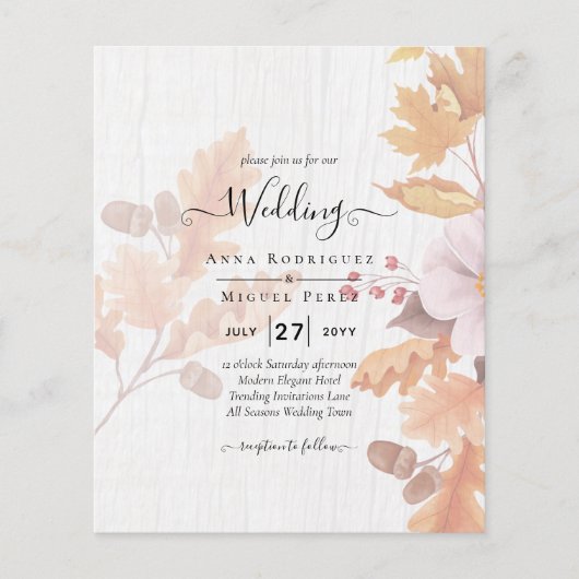 LeahG Terracotta Fall Leaves Wedding Invite Flyer (Voorkant)