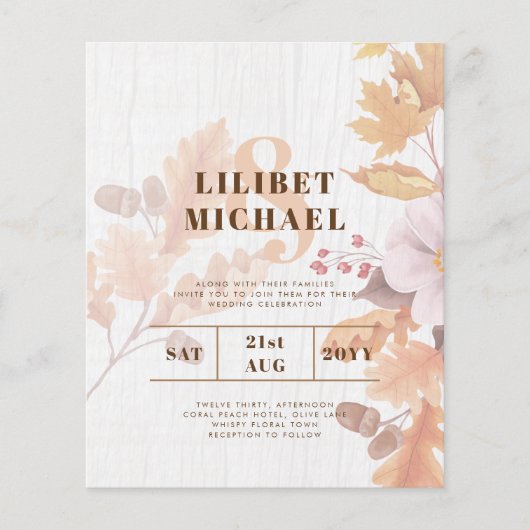 LeahG Terracotta Fall Leaves Wedding Invite Flyer (Voorkant)