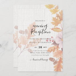 LeahG Terracotta Fall Leaves Wedding Invite Kaart