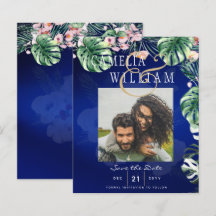LeahG Tropical Blue Pink Floral Wedding