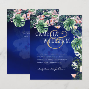 LeahG Tropical Blue Pink Floral Wedding