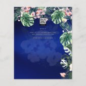 LeahG Tropical Blue Pink Floral Wedding Flyer (Achterkant)