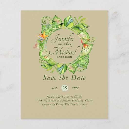 LeahG Tropical Feuilles Beach Wedding Enregistrer (Devant)