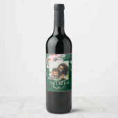 LeahG Tropical Green Pink Botanical Wedding Wijn Etiket (Voorkant)