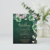 LeahG Tropical Green Pink Floral Leaf Wedding (Staand voorkant)