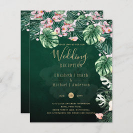 LeahG Tropical Green Pink Floral Leaf Wedding