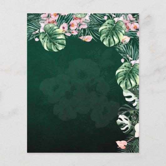 LeahG Tropisch Groen Roze Botanisch Trouwen Flyer (Achterkant)