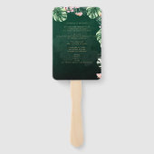LeahG Tropisch Groen Roze Botanisch Trouwen Handwaaier (Achterkant)