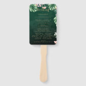 LeahG Tropisch Groen Roze Botanisch Trouwen Handwaaier (Voorkant)