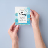 LeahG Turquoise Goud Aqua Blauw Trouw UITNODIGING Flyer (Hand)