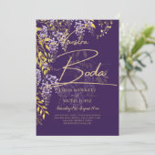 LeahG Violet Or WISTERIA Fleurie Faire-Part de Mar (Debout devant)