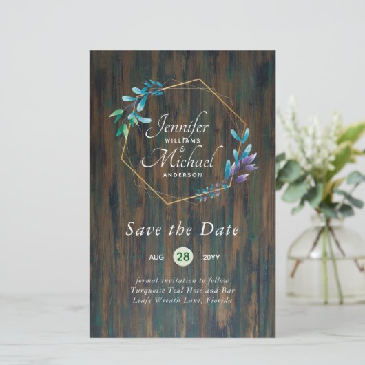 LeahG Waterverf verlaat moderne opslagdatum bruilo (Staand voorkant)