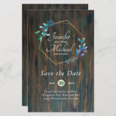 LeahG Waterverf verlaat moderne opslagdatum bruilo (Voorkant / Achterkant)