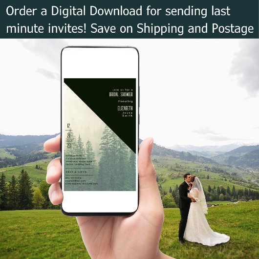 LeahG Winter Bruidsjurk dennenbomen Uitnodiging