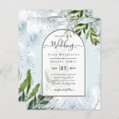 LeahG Winter Bruiloft Aqua Blauwe Groene UITNODIGI (Voorkant / Achterkant)