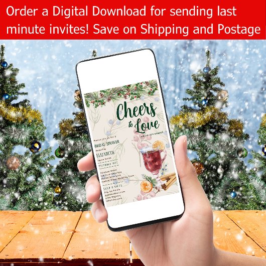 LeahG Winter Mulled Wine Bruidsfeest Trouwfeest Kaart