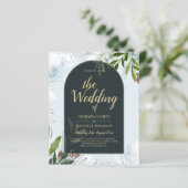 LeahG Winter Wedding Aqua Blue Green INVITE (Staand voorkant)