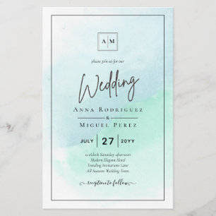 LeahG Zee Glass Turquoise Blauwgroen Blue Wedding Flyer