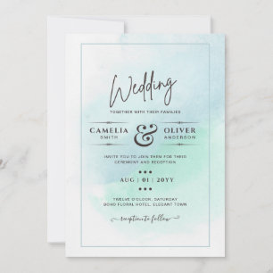 LeahG Zee Glass Turquoise Blauwgroen Blue Wedding Kaart