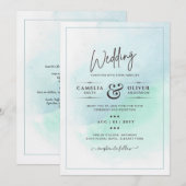 LeahG Zee Glass Turquoise Blauwgroen Blue Wedding  Kaart (Voorkant / Achterkant)