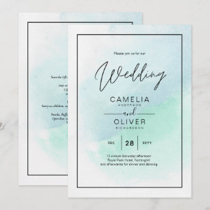 LeahG Zee Glass Turquoise Blauwgroen Blue Wedding Kaart