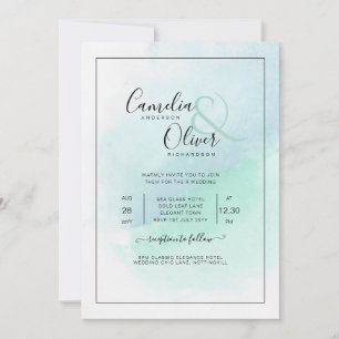 LeahG Zee Glass Turquoise Blauwgroen Blue Wedding Kaart