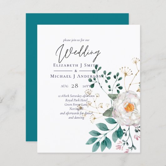 LeahG Zomer Wit Rose Rustiek Boho Bloemen Bruiloft (Voorkant / Achterkant)