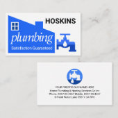 Leaking Faucet Blue Home Building Plumbing Visitekaartje (Voorkant / Achterkant)