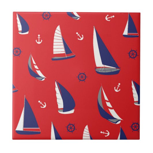 Lean Sailboat Pattern Tegeltje (Voorkant)