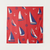 Lean Sailboat Pattern Wandkleed (Voorkant (horizontaal))
