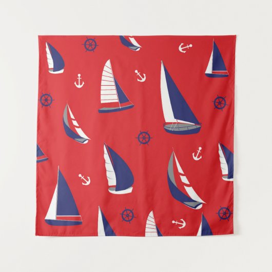 Lean Sailboat Pattern Wandkleed (Voorkant (horizontaal))