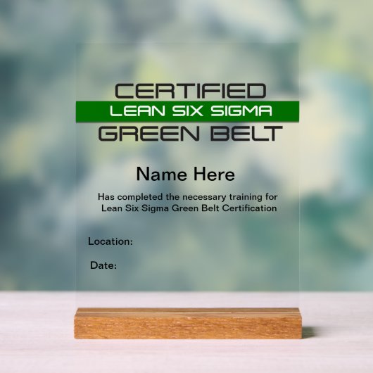 Lean SS Green Belt Award (personnalisable) (Neutre)