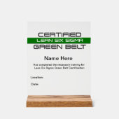 Lean SS Green Belt Award (personnalisable) (Recto)