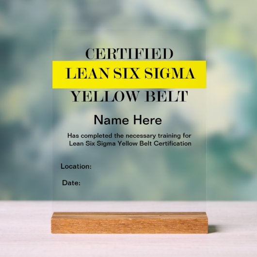 Lean SS Yellow Belt Award (personnalisable) (Neutre)