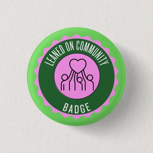 Leaned op Community Badge Ronde Button 3,2 Cm (Voorkant)