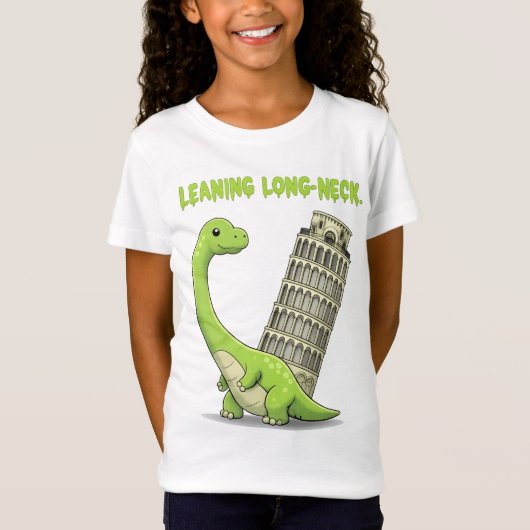 Leaning Long-Neck Cute Brachiosaurus & Leaning Tow T-shirt (Voorkant)
