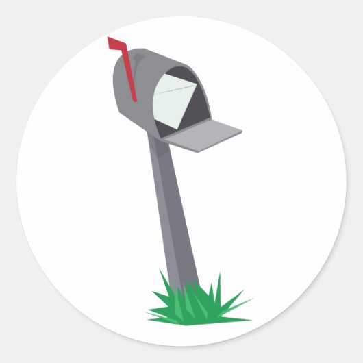 Leaning Mailbox Ronde Sticker (Voorkant)