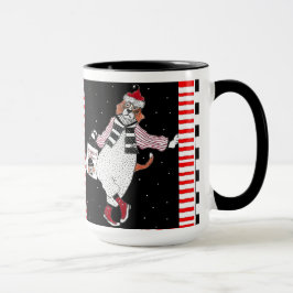 Leaning Santa Beagle Holiday Shopping Mok