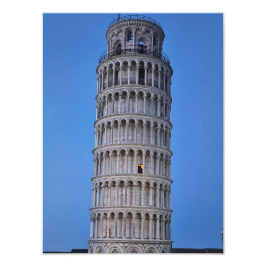 Leaning Tower at Dusk Foto Afdruk (Voorkant)