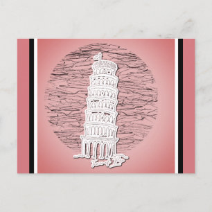 Leaning Tower of Pisa Italy Pink Travel Briefkaart