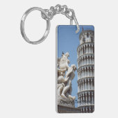 Leaning Tower van Pisa met Cherub Statue Sleutelhanger (Voorkant Links)