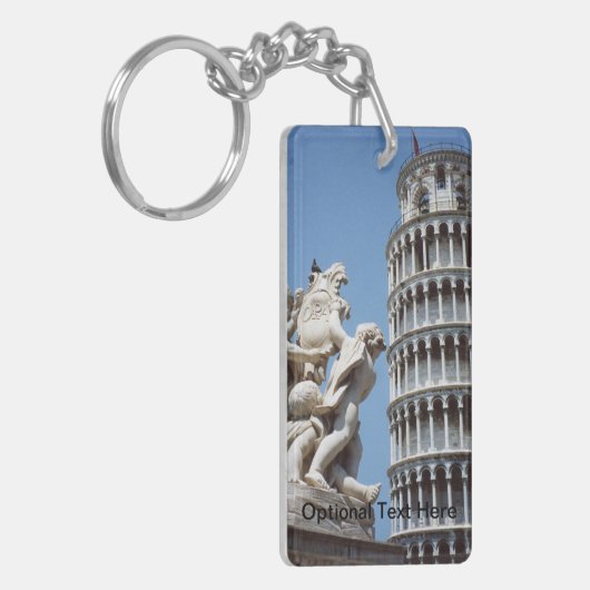 Leaning Tower van Pisa met Cherub Statue Sleutelhanger (Voorkant Links)