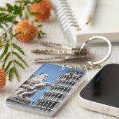 Leaning Tower van Pisa met Cherub Statue Sleutelhanger (Voorkant Rechts)