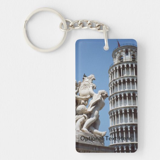 Leaning Tower van Pisa met Cherub Statue Sleutelhanger (Voorkant)
